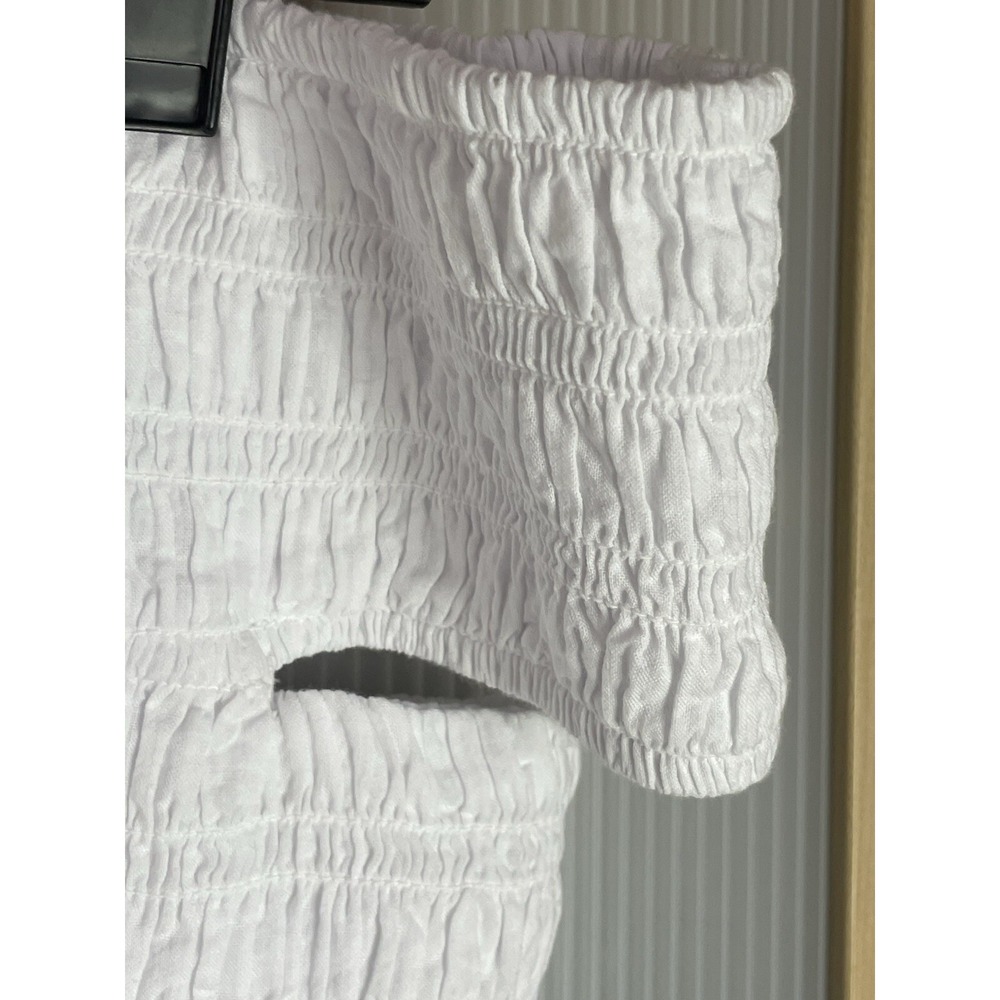 Everlane Cotton Ruched Crop Top White Sz L Summer Vacation Beach Casual Festival - Picture 4 of 4